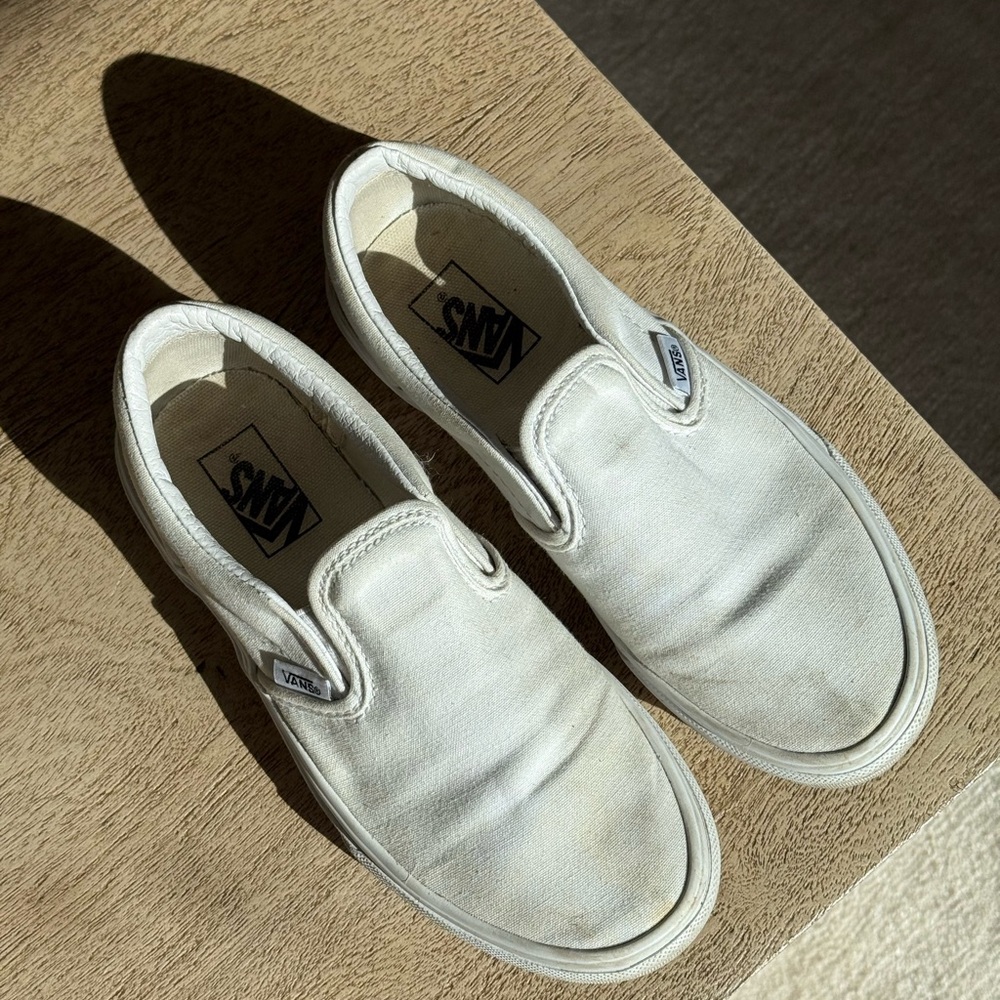 Vans Classic White Canvas Slip-Ons
